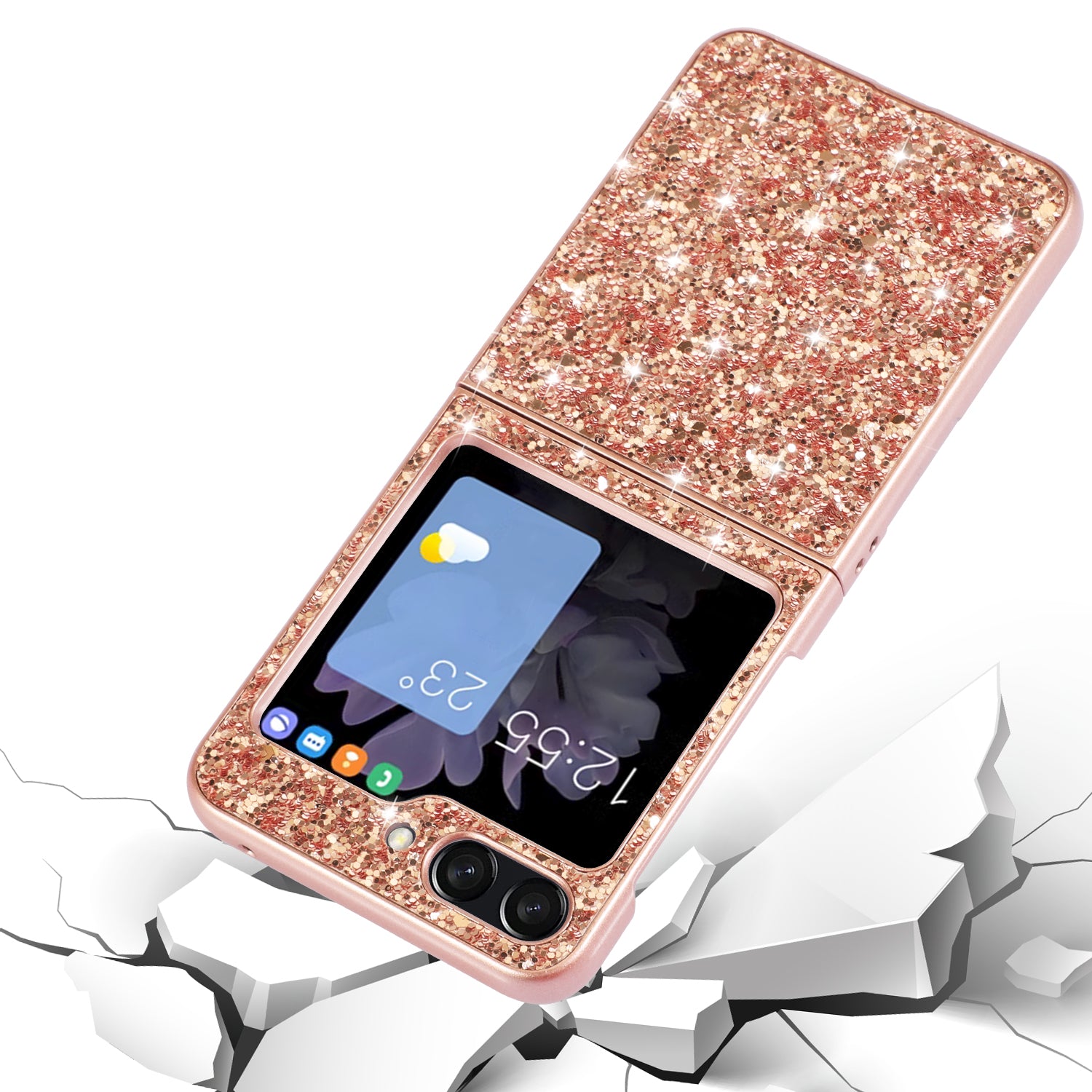 For Samsung Galaxy Z Flip5 5G Glitter Sequins Bling Case TPU Frame Back PC Electroplating Phone Cover For Samsung Galaxy Z Flip5 5G Glitter Sequins Bling Case TPU Frame Back PC Electroplating Phone Cover
